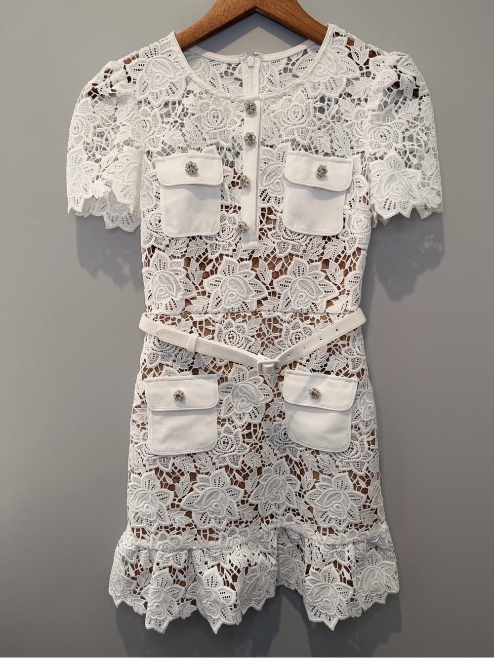 Self-Portrait White Lace Mini Dress